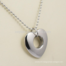 Blank Silver Stainless Steel Girlfriend Heart Pendant Necklace With Hole